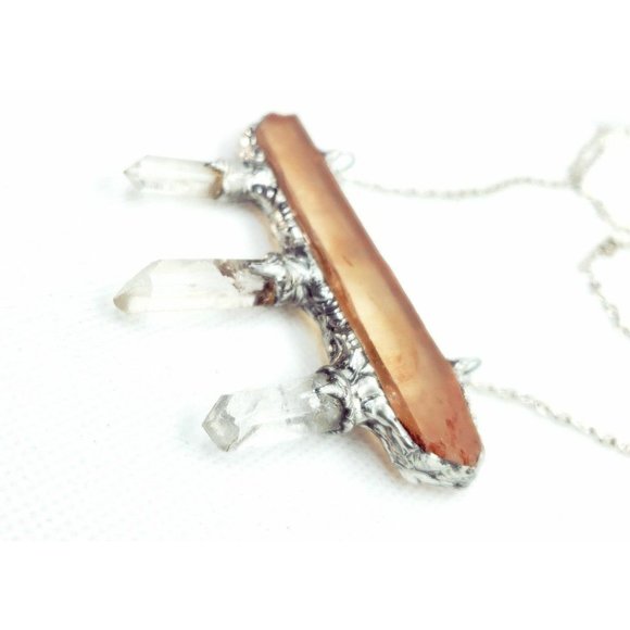 Tangerine quartz statement necklace handmade crystal necklace - Picture 5 of 12